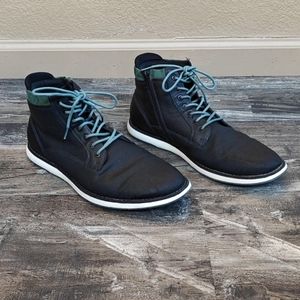 Aldo Men Connor Boots Black Green 10.5 Waterproof Leather Lace up Side Zipper